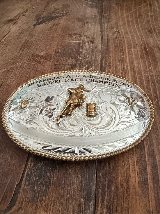 1st Annual AIRA Indian Rodeo Barrel Racing Champion Belt Buckle 1972 Sterling main image 10